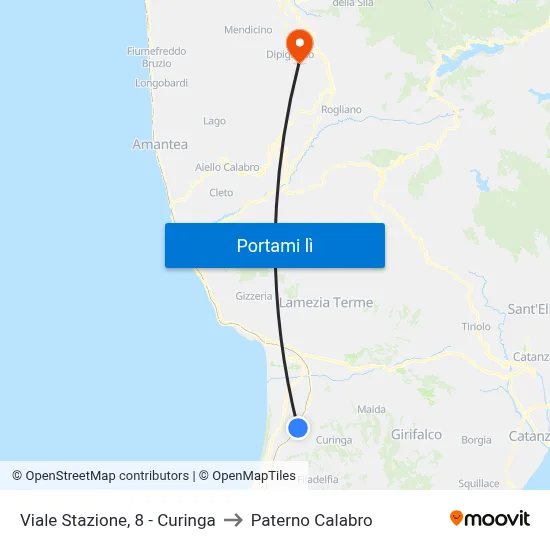 Viale Stazione, 8 - Curinga to Paterno Calabro map