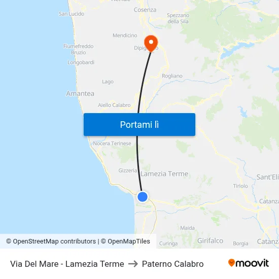 Via Del Mare - Lamezia Terme to Paterno Calabro map