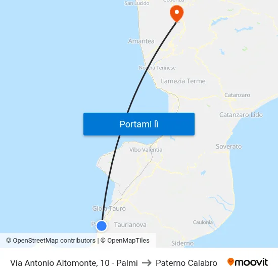 Via Antonio Altomonte, 10 - Palmi to Paterno Calabro map