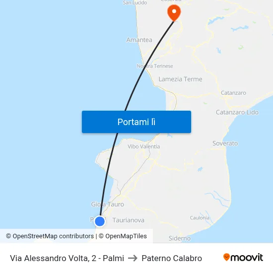 Via Alessandro Volta, 2 - Palmi to Paterno Calabro map