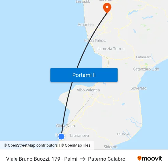 Viale Bruno Buozzi, 179 - Palmi to Paterno Calabro map