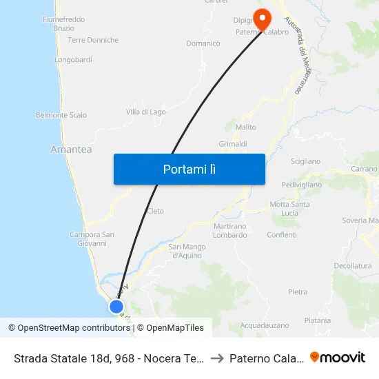 Strada Statale 18d, 968 - Nocera Terinese to Paterno Calabro map