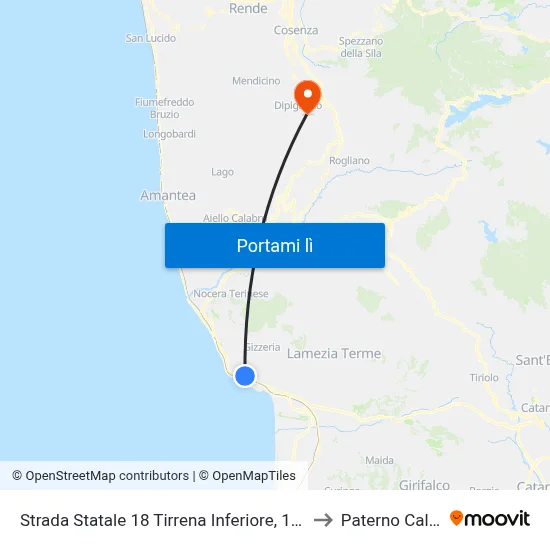 Strada Statale 18 Tirrena Inferiore, 1 - Gizzeria to Paterno Calabro map