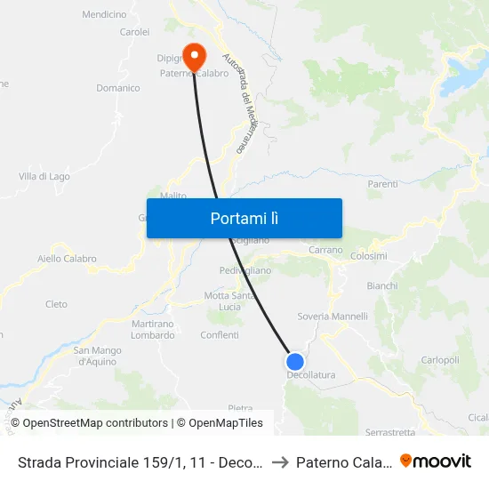 Strada Provinciale 159/1, 11 - Decollatura to Paterno Calabro map