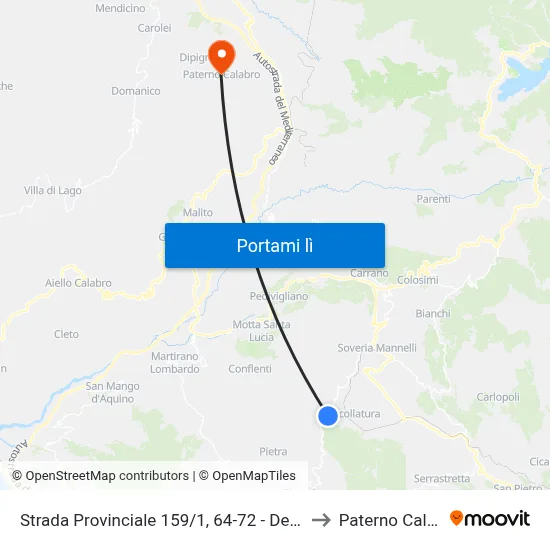 Strada Provinciale 159/1, 64-72 - Decollatura to Paterno Calabro map