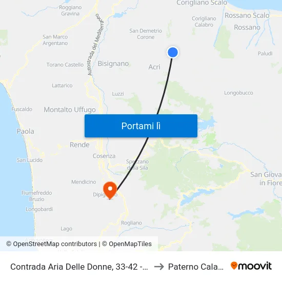 Contrada Aria Delle Donne, 33-42 - Acri to Paterno Calabro map
