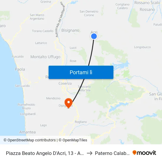 Piazza Beato Angelo D'Acri, 13 - Acri to Paterno Calabro map
