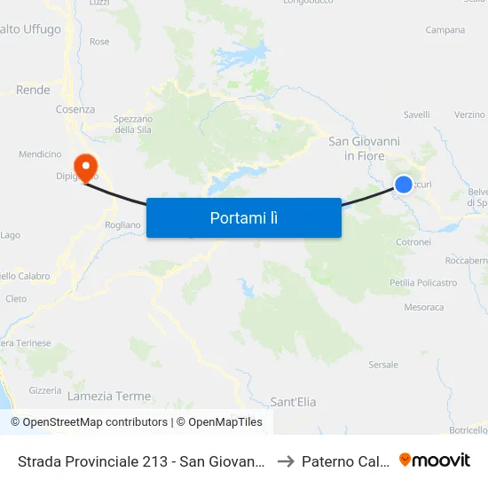 Strada Provinciale 213 - San Giovanni In Fiore to Paterno Calabro map