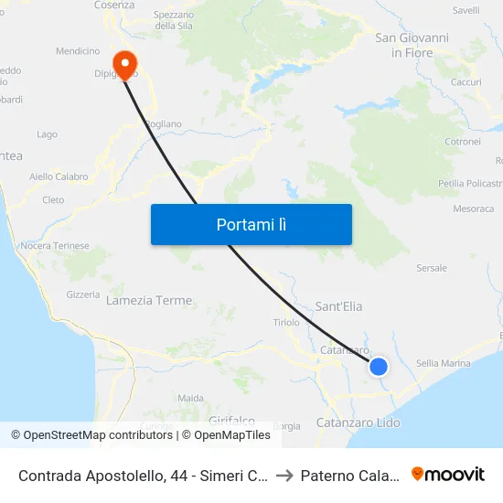 Contrada Apostolello, 44 - Simeri Crichi to Paterno Calabro map