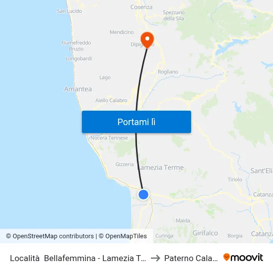 Località  Bellafemmina - Lamezia Terme to Paterno Calabro map