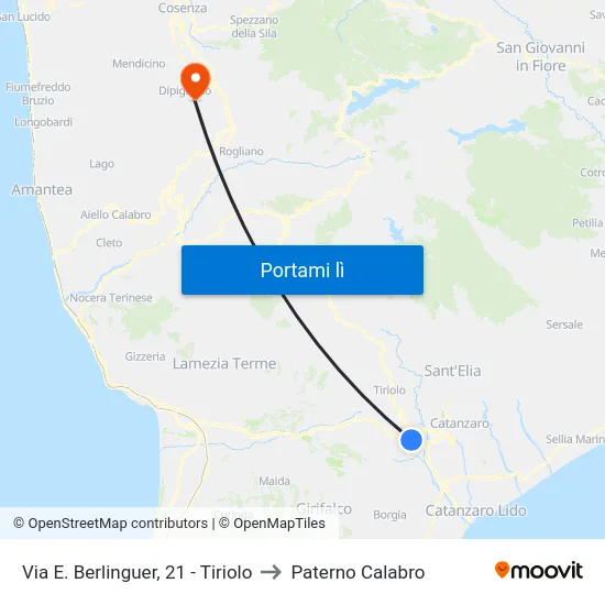 Via E. Berlinguer, 21 - Tiriolo to Paterno Calabro map