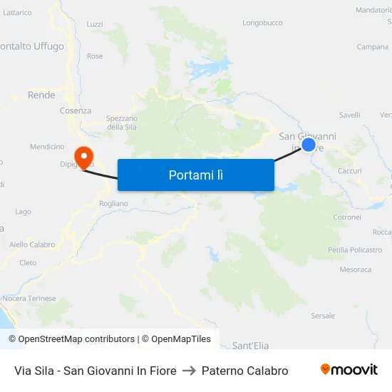 Via Sila - San Giovanni In Fiore to Paterno Calabro map