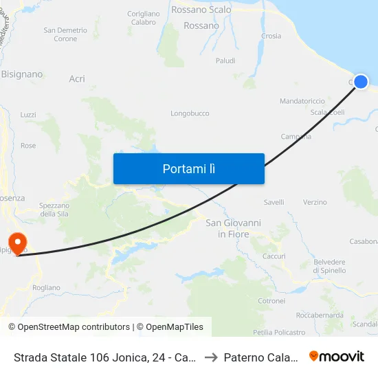 Strada Statale 106 Jonica, 24 - Cariati to Paterno Calabro map