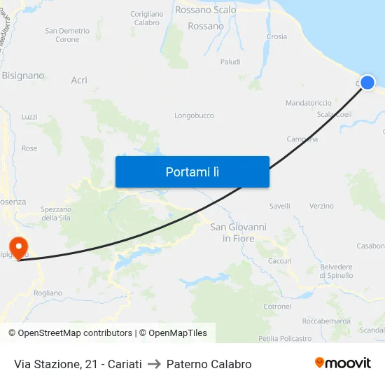 Via Stazione, 21 - Cariati to Paterno Calabro map