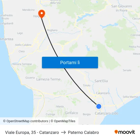 Viale Europa, 35 - Catanzaro to Paterno Calabro map