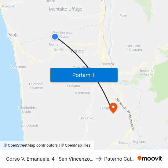 Corso V. Emanuele, 4 - San Vincenzo La Costa to Paterno Calabro map