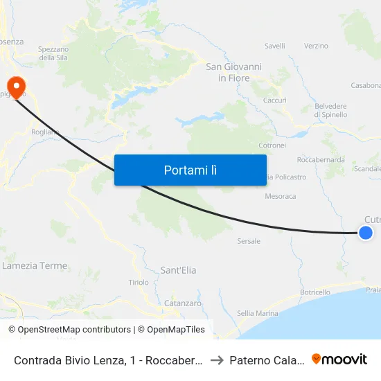 Contrada Bivio Lenza, 1 - Roccabernarda to Paterno Calabro map
