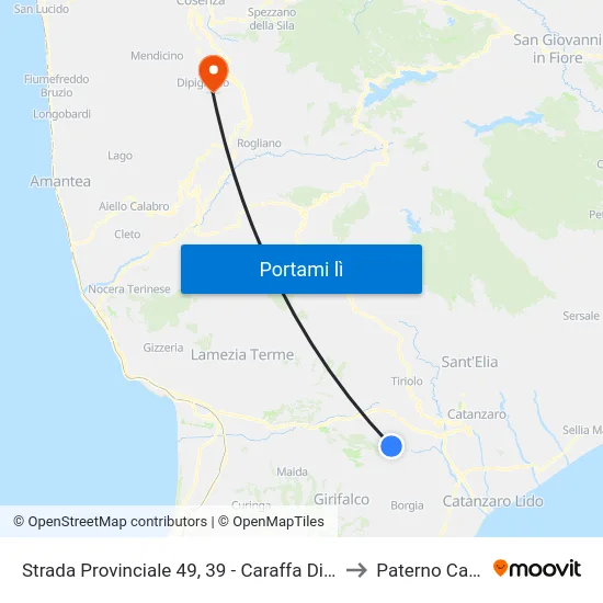 Strada Provinciale 49, 39 - Caraffa Di Catanzaro to Paterno Calabro map