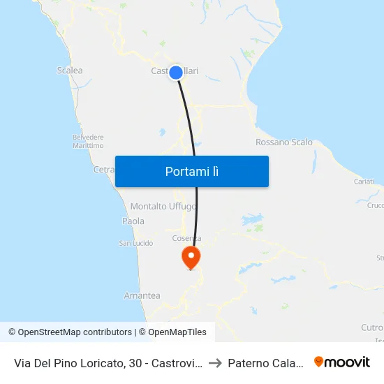 Via Del Pino Loricato, 30 - Castrovillari to Paterno Calabro map