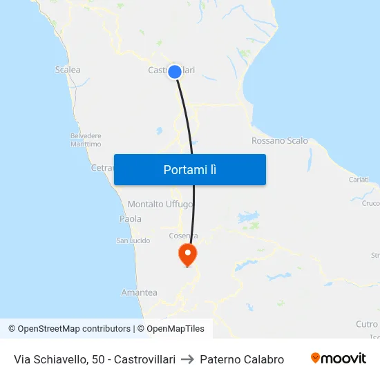 Via Schiavello, 50 - Castrovillari to Paterno Calabro map