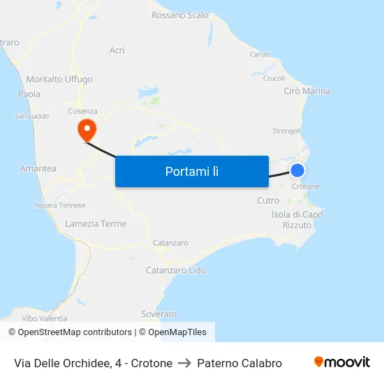 Via Delle Orchidee, 4 - Crotone to Paterno Calabro map