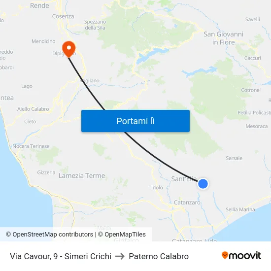 Via Cavour, 9 - Simeri Crichi to Paterno Calabro map