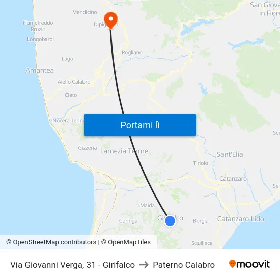 Via Giovanni Verga, 31 - Girifalco to Paterno Calabro map