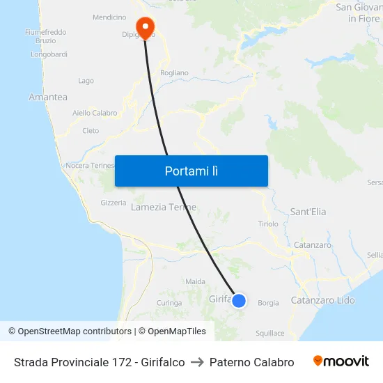 Strada Provinciale 172 - Girifalco to Paterno Calabro map