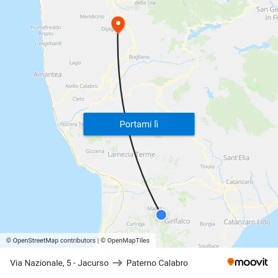 Via Nazionale, 5 - Jacurso to Paterno Calabro map