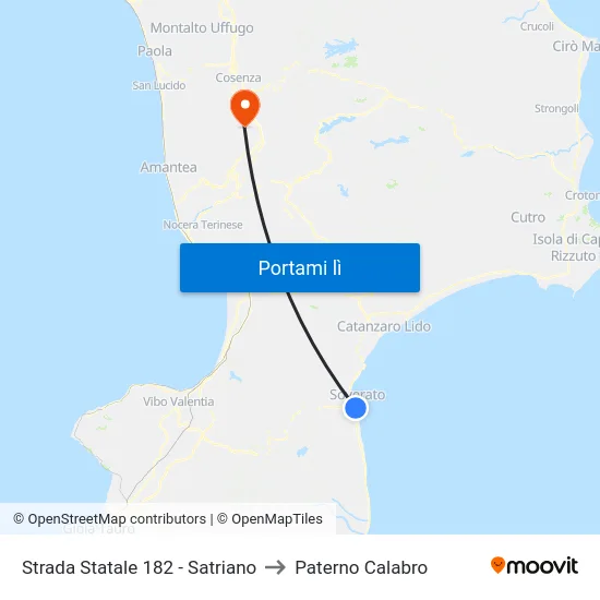 Strada Statale  182 - Satriano to Paterno Calabro map