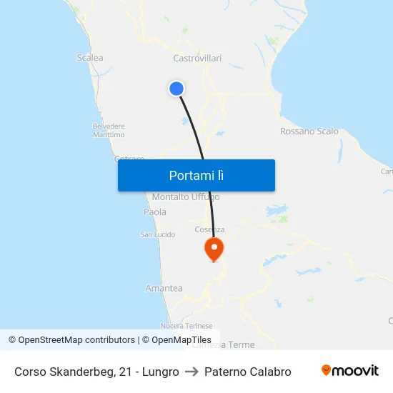 Corso Skanderbeg, 21 - Lungro to Paterno Calabro map