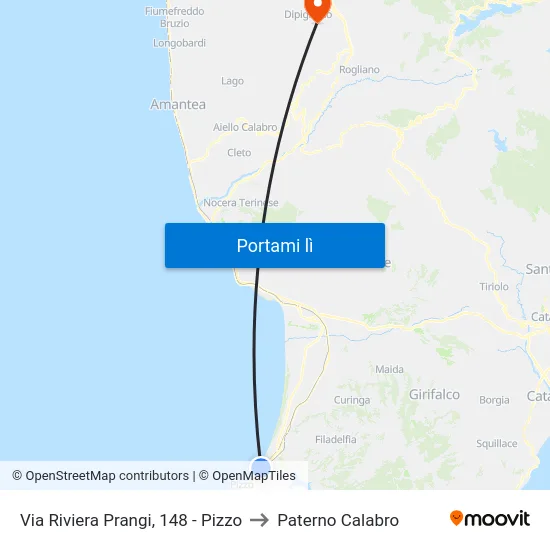 Via Riviera Prangi, 148 - Pizzo to Paterno Calabro map