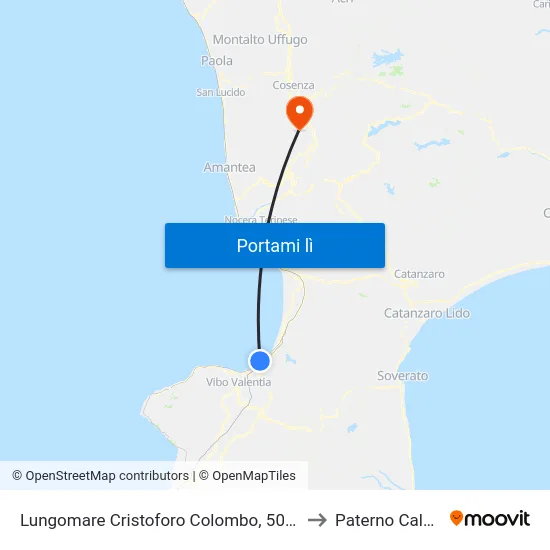 Lungomare Cristoforo Colombo, 50 - Pizzo to Paterno Calabro map