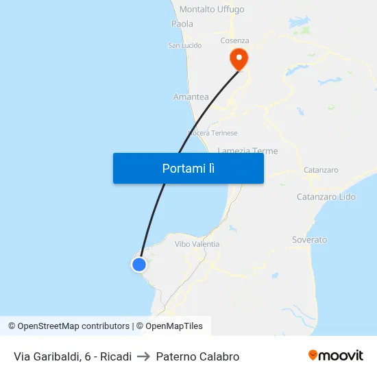 Via Garibaldi, 6 - Ricadi to Paterno Calabro map