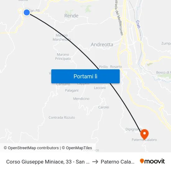 Corso Giuseppe Miniace, 33 - San Fili to Paterno Calabro map