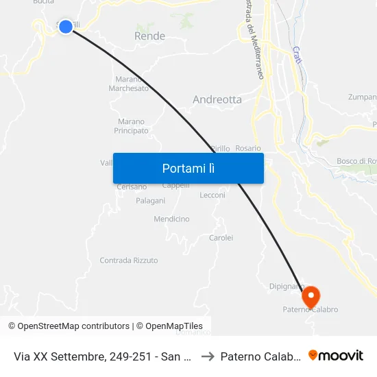 Via XX Settembre, 249-251 - San Fili to Paterno Calabro map
