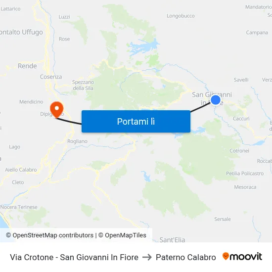 Via Crotone - San Giovanni In Fiore to Paterno Calabro map