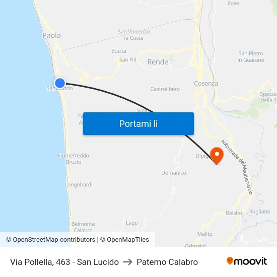Via Pollella, 463 - San Lucido to Paterno Calabro map