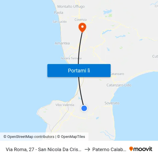 Via Roma, 27 - San Nicola Da Crissa to Paterno Calabro map