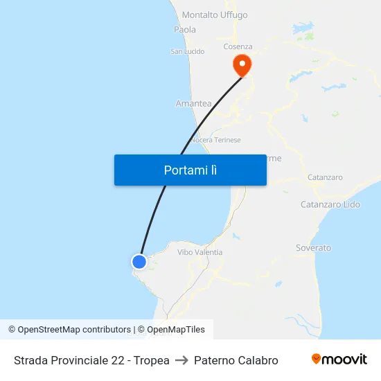 Strada Provinciale 22 - Tropea to Paterno Calabro map
