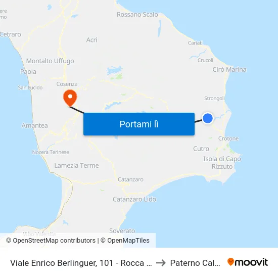 Viale Enrico Berlinguer, 101 - Rocca Di Neto to Paterno Calabro map