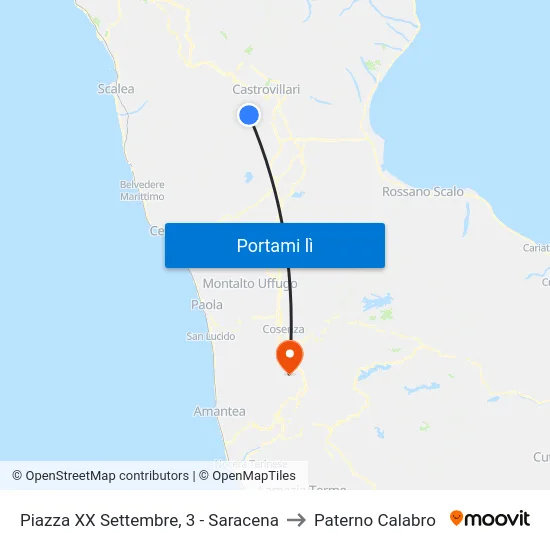 Piazza XX Settembre, 3 - Saracena to Paterno Calabro map