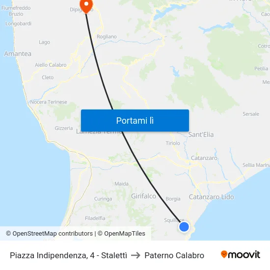 Piazza Indipendenza, 4 - Stalettì to Paterno Calabro map