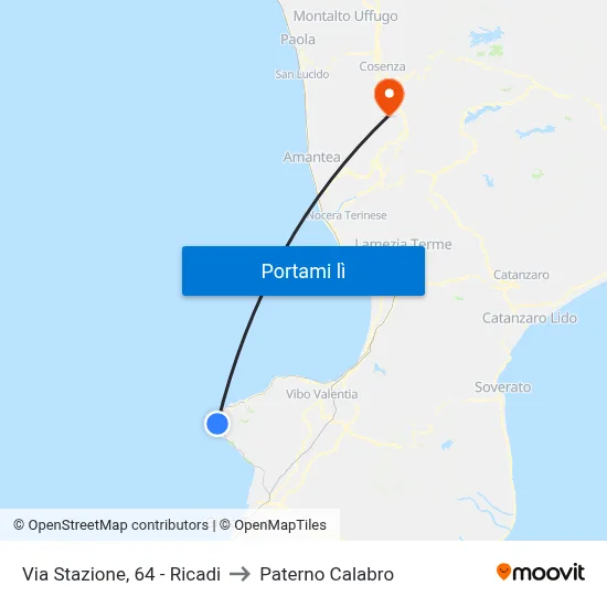 Via Stazione, 64 - Ricadi to Paterno Calabro map