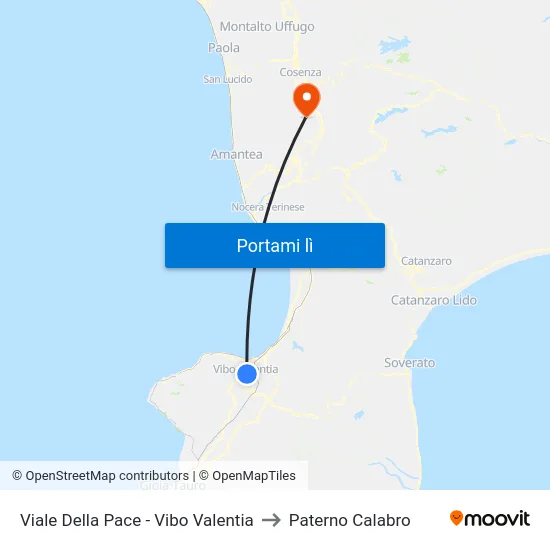 Viale Della Pace - Vibo Valentia to Paterno Calabro map