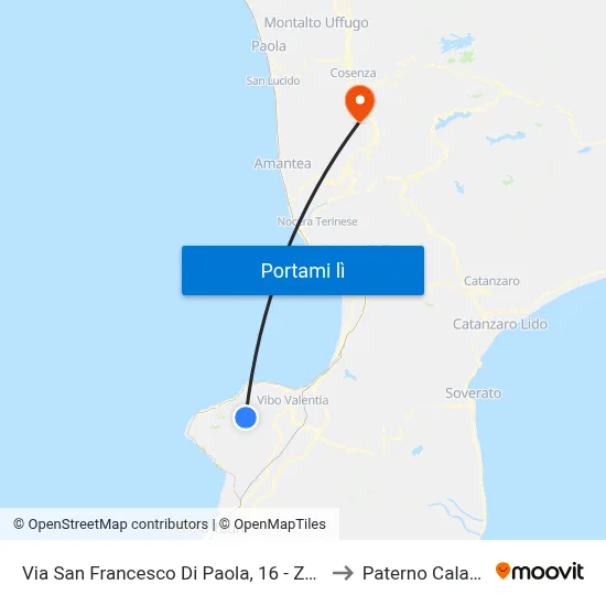 Via San Francesco Di Paola, 16 - Zungri to Paterno Calabro map