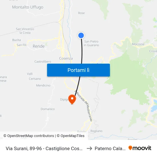 Via Surani, 89-96 - Castiglione Cosentino to Paterno Calabro map