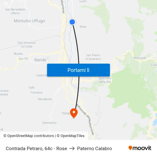 Contrada Petraro, 64c - Rose to Paterno Calabro map