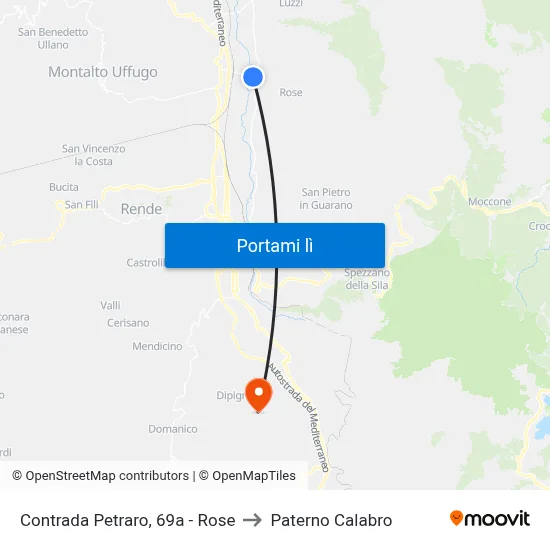 Contrada Petraro, 69a - Rose to Paterno Calabro map