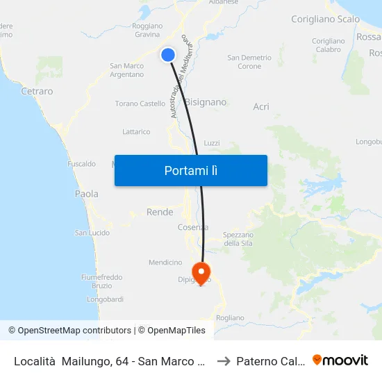 Località  Mailungo, 64 - San Marco Argentano to Paterno Calabro map